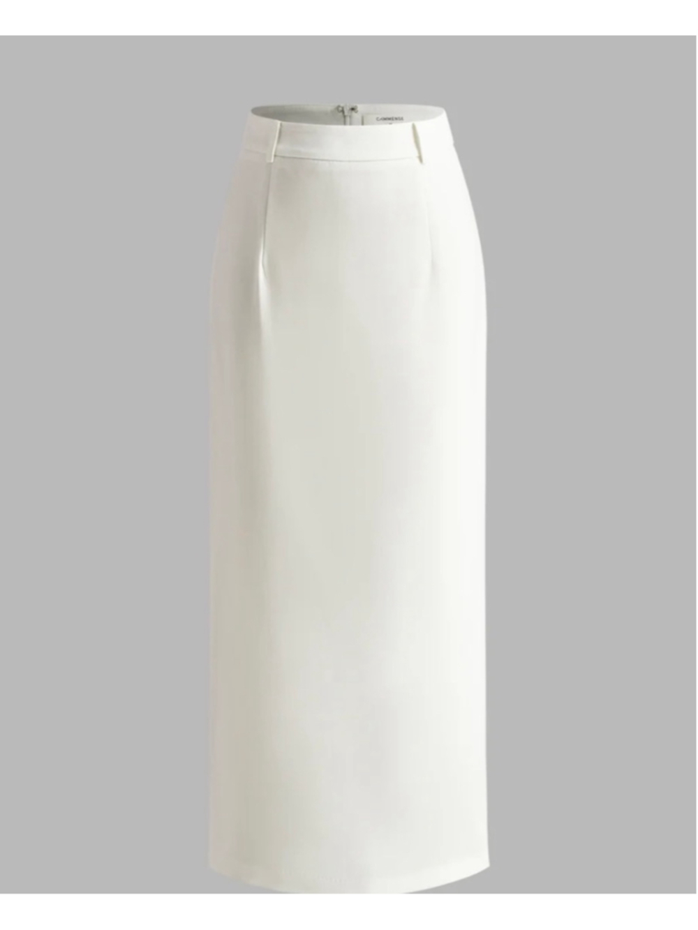 Commense White Column Skirt Medium Slit 90s Minimalist Office Old Money